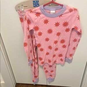 Hanna Andersson Pink and Red Pajama Set with Starburst Design